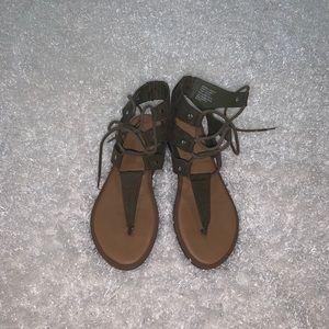 Olive Green Lace Up Sandals